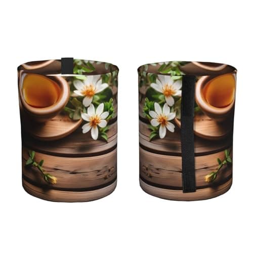 MDATT Teal Flower On Wooden Plank Car Trash Can Leak-Proof Organizer For Long Road Trips And Family Vacations — view 2