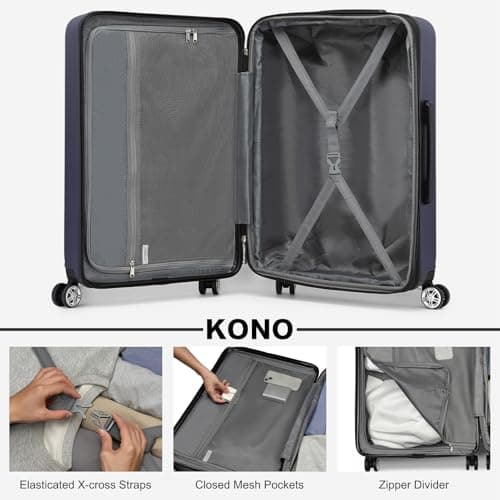 Kono Cabin Suitcase 55x35x22cm ABS+PC Hard Shell Carry On Travel Lugagge — view 6