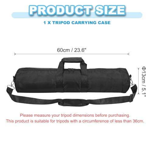 PATIKIL Tripod Carrying Case, 23.6" x 5.1" Heavy Duty Nylon Padded Tripod Bag with Adjustable Shoulder Straps and Handles for Light Stands Umbrellas tripods mic Speaker Stand, Black — view 2