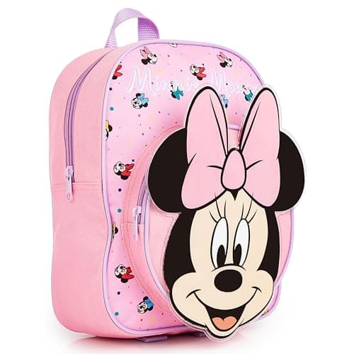 Disney Minnie Mouse Backpack Girls Rucksack for Toddlers Nursery Preschool Lightweight Daypack Travel Days Out Sleepovers (Pink Minnie 3D)