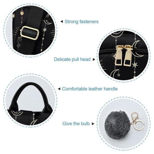 Mnsruu Sun Moon Stars Witch Anti-Theft Backpack for Women Fashion Purse Bag Travel Shoulder Bag Rucksack School Back Pack — view 6