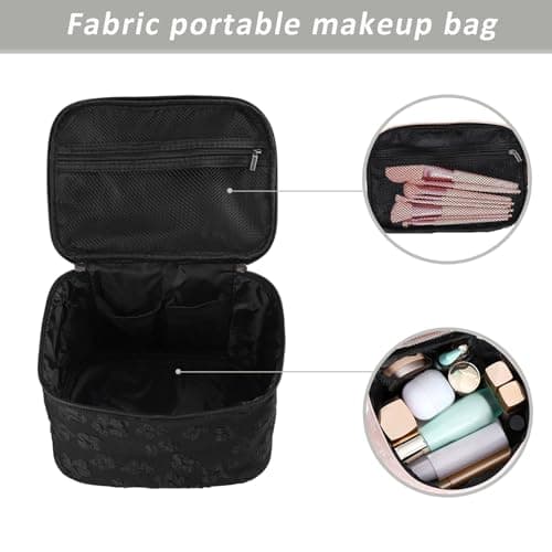 Large Cosmetic Bag Toiletry Bag Large Capacity Makeup Bags Waterproof Multifunction Cosmetic Bag Make Up Organizer Storage Gift for Girls Women (Black) — view 5