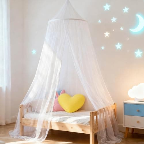 Wnqou Mosquito Net for Bed, Large Dome Canopy Mosquito Net for Single/Double Bed, Girls Room Drcor,Easy Installation for Travel and Home (White)