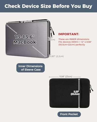 ProCase Laptop Sleeve 13" for MacBook Neo/Air/Pro 13-13.6 inch with A18/M5/M4/M3/M2/M1 Chip 2026-2016, Computer Case Also Compatible with 13" HP Dell ASUS Lenovo Acer Chromebook -Black — view 4