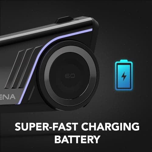 Sena 60S Motorcycle Communication Headset with WAVE, Mesh 3.0, and Bluetooth Intercom, IPX7 Waterproof, 24 hr Battery, 2 km Range, 2nd Generation SOUND by Harman Kardon Helmet Comms System, Dual Pack — view 3