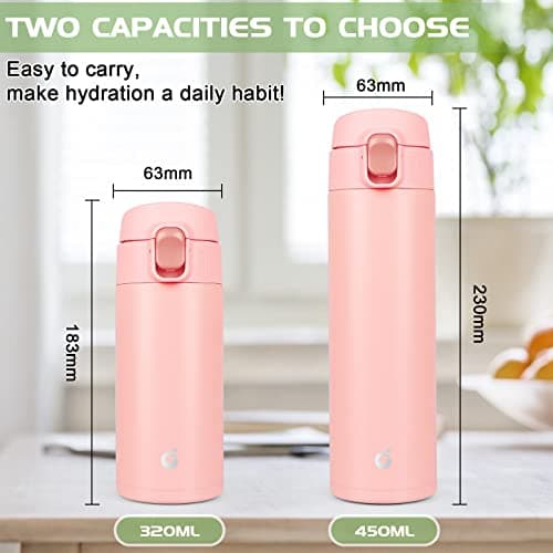 CodiCile Travel Mug, Reusable Coffee Cups with BPA-Free & Leakproof Lid,Coffee Flask for Hot and Cold Drinks,Double Wall Insulated Coffee Mug,Coral Pink,450ml — view 6