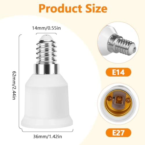 AUAUY E14 to E27 Socket Adapter Converter, SES to ES Adapter, 4 Pack — view 2