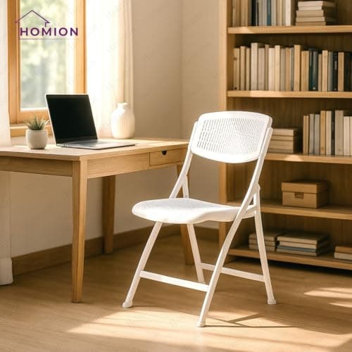 Folding Garden Chairs Plastic Folding Chair Indoor Outdoor Use Rattan Effect Foldable Chairs Seats for Alfresco Dining Patio Terrace Conservatory Balcony Decking Camping Caravan Lightweight (1, White) — view 2