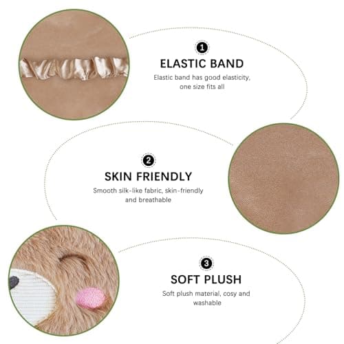 FUNAUPGO Cute Capybara Sleep Mask Eye Mask Animal Sleeping Mask Soft Plush Blindfold Travel Eye Cover Eyeshade for Kids Adults Girls Boys Women Men (Capybara, Beige) — view 3
