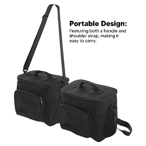 Yinhing Large Insulated Lunch Bag Oxford Cloth Thermal Bag for Boys Girls Spacious Lightweight Cooler with Shoulder Strap for School Picnics and Road Trips 2 Layer Design (Black) — view 5