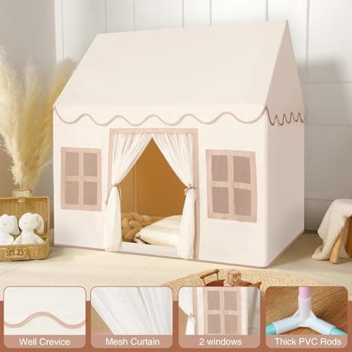 Wilwolfer Kids Play Tent Indoor with Mat, Cosy Playhouse, Peach Skin Fabric — view 4
