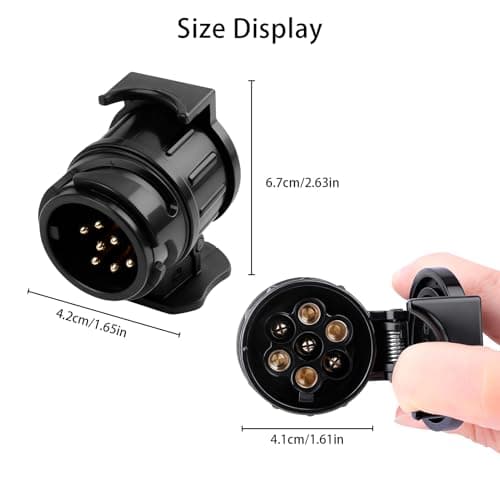 13 Pin to 7 Pin Towing Adaptor, Heavy Duty Waterproof Trailer Plug Converter, Universal 13 Pin Trailer Plug Socket Adaptor for Car Caravan Camper Van, Truck Trailer Durable 12V Connector Black — view 2