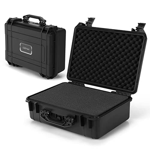 COSTWAY Portable Waterproof Hard Case, Compact Camera Case with Customizable Fit Foam, Dustproof Protective Tool Box for Electronics, Drones, Camera and Lens (Black, 18 Inch, 45x34x18cm)