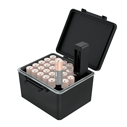 JJC 28-Slot AA Battery Storage Case Water-Resistant Hard Holder with Tester