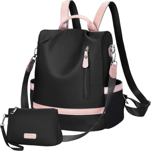 Eshow Backpack Womens Anti Theft with Purse, Ladies Rucksack Fashion, Shoulder Bag Nylon Casual, Small Daypack Handbag for Girls Daily Travel School Work