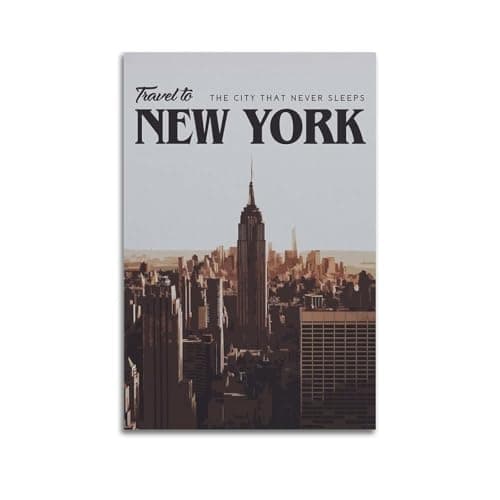 Vintage Travel New York, City That Never Sleeps Skyline.jpg Poster Modern Wall Art Canvas Aesthetic Decoration Painting 24x36inch(60x90cm) Unframe-style
