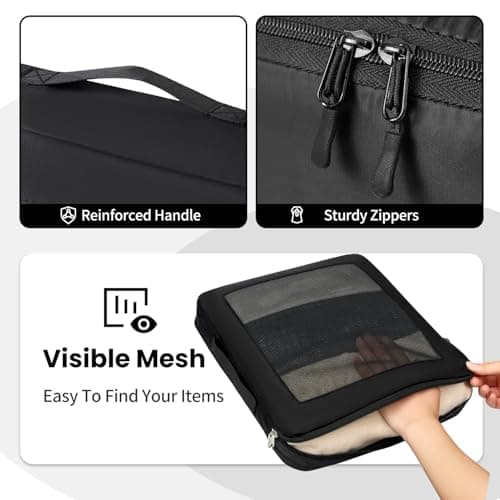 Prezon Packing Cubes for Suitcase 8 Set, Lightweight Luggage Packing Organizers Packing Cubes for Travel Accessories - Black — view 4