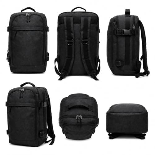 BP-R-120 Ryanair Cabin Bag 40x25x20cm Carry On Backpack Underseat CabinBag Carry on Luggage for Men Women Travel Bag Backpack (Black)