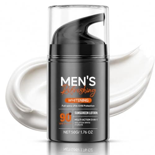 Sunscreen for Men SPF 90+ PA++++, Sun Cream with UV Protection, Waterproof & Sweat Resistant, No White Cast, Daily SPF Moisturiser for Men, Non-Greasy for Outdoor Sports, Travel, Beach, Gym, 50g