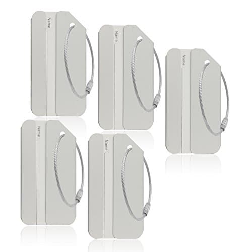 Aluminum Luggage Tag for Luggage Baggage Travel Identifier By Ovener (Silver 5 Pcs)