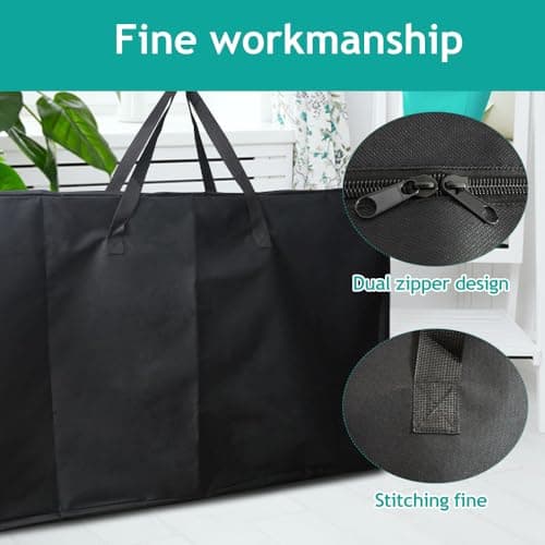 Large Garden Chair Furniture Cushion Storage Bag, 105x73x28cm Heavy Duty 600D Reclining Folding Chairs Cover for Beach Lounge Camping Gravity Folding Patio Chaise, Extra Large Travel Bag, Black — view 4