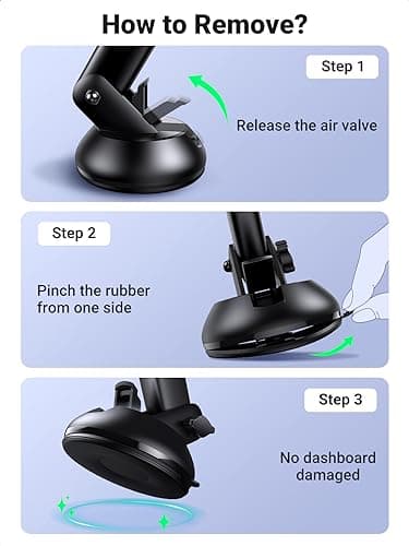 UGREEN Car Phone Holder Windscreen Mount Dashboard Phone Automobile Cradles Superior Suction Cup 360°Adjustable Long Arm Compatible with iPhone 16 Pro Max 15 14 13 12 11 SE, Galaxy S24 S23(Black) — view 6