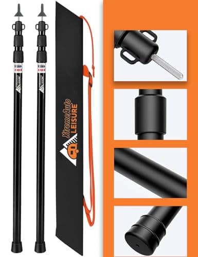 Xtremeauto Adjustable Tent Poles – Telescoping Aluminum Poles for Tarp, Canopy, Awning, Camping Shelter – Lightweight & Rustproof – 90cm to 230cm (Black) — view 5
