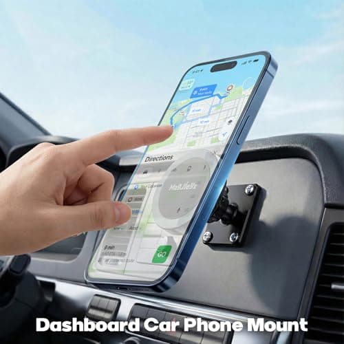 MAGJIEYX Magnetic Car Phone Holder, Drill Base Phone Mount for Dashboard of Truck Boat 360° Rotatable Ultra Stable Strong Magnet for iPhone 17 16 15 14 13 12 Samsung All Smartphones Accessories — view 5