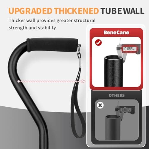 BeneCane Walking Cane for Men & Women Adjustable Cane with Offset Soft Cushioned Handle -Portable Lightweight Sturdy Mobility Walker Aid for Elderly, Seniors Collapsible Cane — view 3