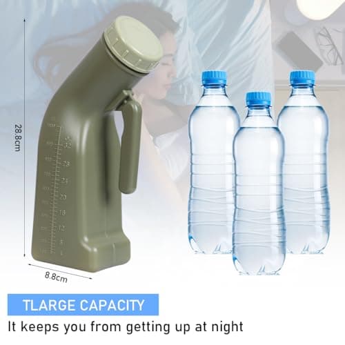 Male Urinals Leakproof Portable Urinal Toilet Travel Urine Bottle with Screw Top Lid Plastic Pee Pot Bed Pan for Car Camping Outdoor 1L — view 2