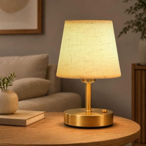 EppieBasic Rechargeable Cordless Table Lamp, Linen Shade, 2700K Dimmable