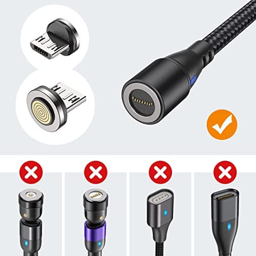 VAFOTON Micro USB Fast Charging Magnetic Charging Cable Adapter [3-Pack], 9-Pin Magnetic Connector Tip Heads 360° Rotating Plug for Small Fan/Micro USB Device — view 4