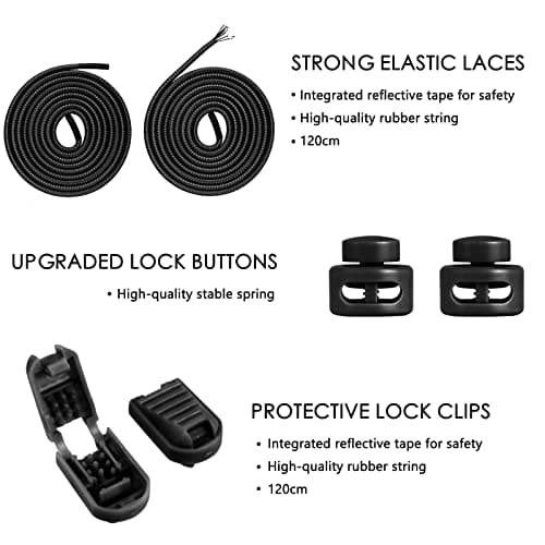 flintronic Elastic No Tie Laces, Adjustable Tieless Shoelaces with Strong Lock for Adults and Kids, No-Tie Shoe Laces for Sneakers, Hiking Boots and Casual Shoes, 6-Pack, One Size Fits All — view 3