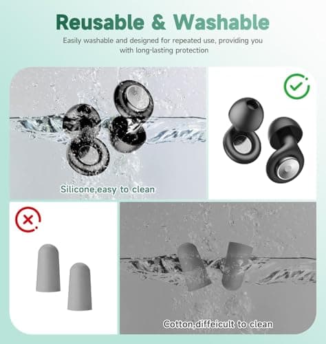 Mokeum Ear Plugs for Sleeping Noise Cancelling-45dB, Flexible Reusable Silicone Earplugs with 8 Eartips and Carrying Case for Focus, Travel, Concert, Work, Hearing Protection Ear Plugs (Black) — view 3