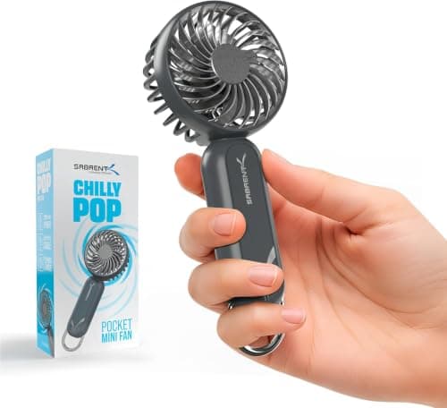 SABRENT ChillyPop Portable Handheld Mini Fan, USB-C Rechargeable, 3 Speed