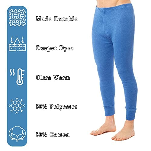 Heatwave® Pack of 2 Men's Thermal Trousers Long Johns Warm Underwear Baselayer, S M L XL XXL Thermals, Small Blue — view 3