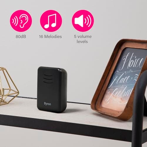 Byron Wireless Portable Doorbell Set – 150 m Range – 16 Melodies – DBY-22351BS — view 6