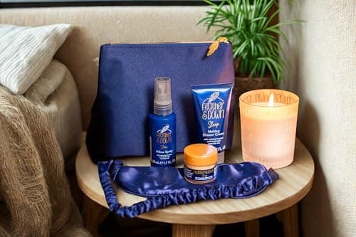 Feather & Down Sleeping Bag Gift Set (luxury eye mask, sleep balm, pillow spray and shower cream) - relaxation gift with calming lavender & chamomile essential oils perfect for Mothers Day — view 2