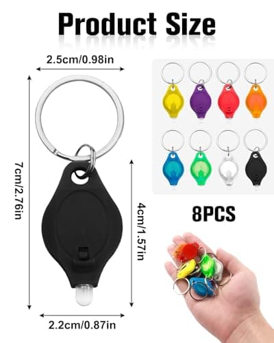 Novstuf 8PCS Mini Keyring Torch, Portable LED Keychain Torches Ultra Bright Key Ring Torch Small Flashlights with Battery Powered for Kids and Adults Outdoor Camping Hiking Emergency — view 2