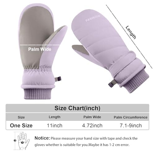Bototack Winter Ski Mittens for Women, Waterproof Touch Screen Snow Gloves with Fleece, Anti Slip Warm Windproof Snowboard Gloves for Skiing Hiking Cycling (Purple) — view 2