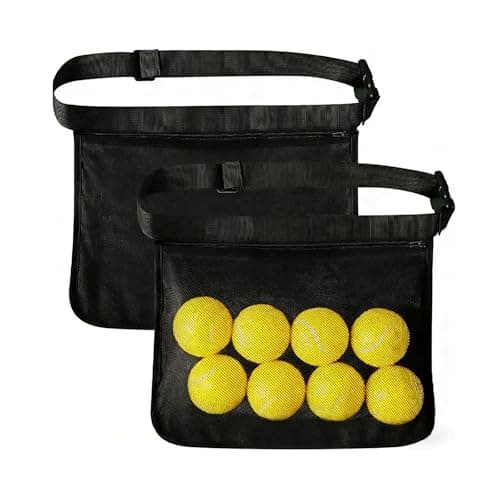 Wihozte 2 Pcs Tennis Ball Holder Adjustable Waist Pouch for Tennis, Adjustable Pickleball Tennis Ball Waist Pouch, Portable Lightweight Ball Holder Storage Bag for Training Running & Hiking