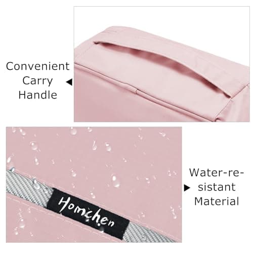 homchen Hanging Toiletry Bag Travel Kit for Men Women, Upgrade Large Capacity Wash Bag Makeup Bag with 4 Compartments, Foldable Compact Size (Pink) — view 3