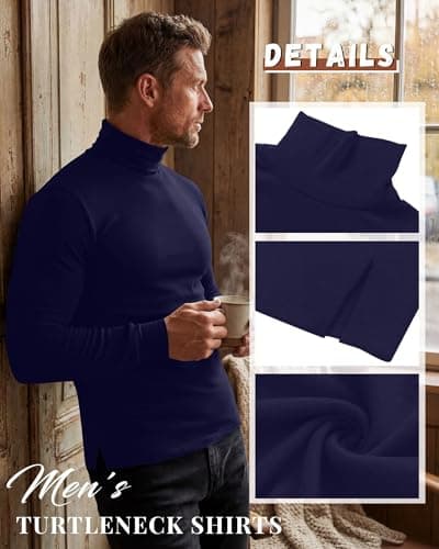 Riyiper 3 Pack Men's Thermal Turtleneck Long Sleeve Shirts 3Color L — view 6