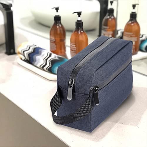 Toiletry Bag for Men, Etercycle Portable Travel Wash Bag, Waterproof Toiletries Cosmetic Organizer Bag, Gym Shaving Shower Bathroom Bag, Dopp Kit Make Up Bag with Handle (Deep Blue) — view 6