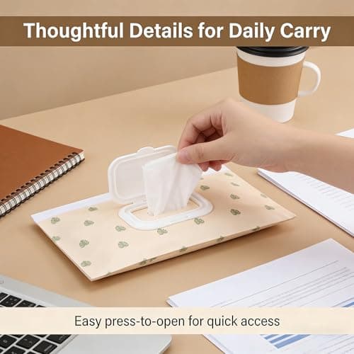 4 Pack Portable Wet Wipes Pouch, Refillable Baby Wipes Dispenser with Loop, Reusable Waterproof Wipe Holder for Diaper Bag, Stroller, Travel, Outdoor & Camping — view 4