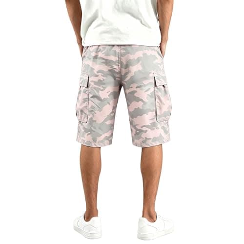 Men's Cargo Pants with 6 Pockets for Outdoor Hiking, Relaxed Fit Tapered Jogger in Cotton Blend for Work and Travel(XXL) Light Pink — view 2