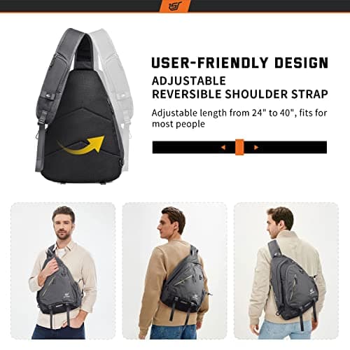SKYSPER Sling Laptop Bag (Up to 13 Inch) - 18L Crossbody Sling Backpack Travel Shoulder Bag Hiking Daypack for Men Women(Darkgrey) — view 6