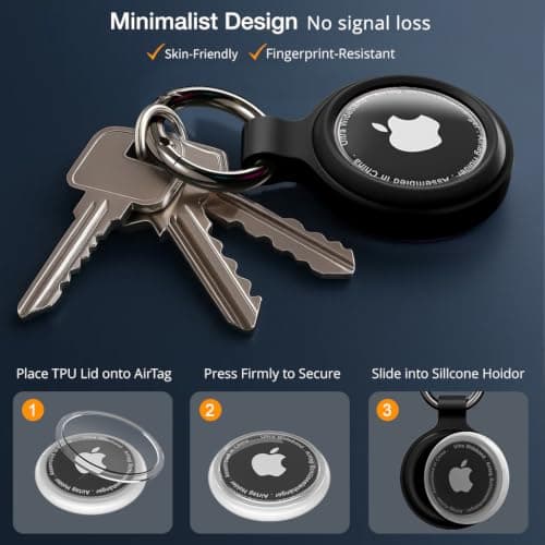 AirTag Holder Keyring, 4-Pack IP67 Waterproof Case for Apple AirTag 1 & 2 — view 3
