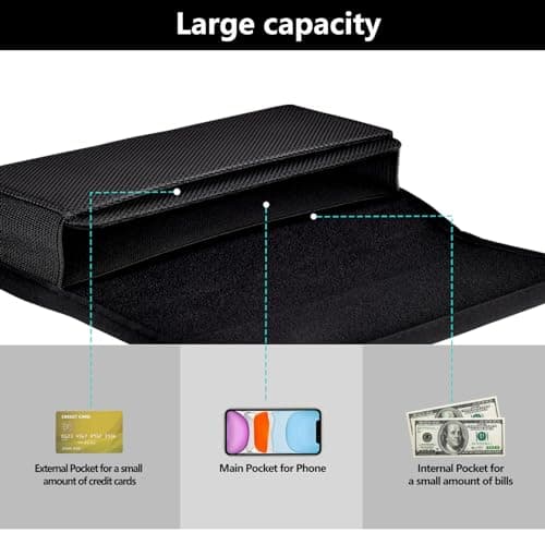 ykooe Horizontal Nylon Phone Holster for iPhone Pro Max 17/16/15/14/13/12/11/ Belt Clip Pouch for Samsung Galaxy Ultra S26/S25/S24/S23/S22/S21,Moto Smartphone (XL) — view 4