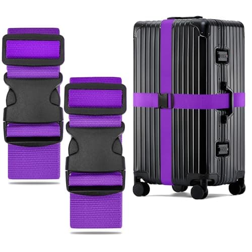 WISYOK Luggage Straps Extended, 2 Pack, 130-250cm Adjustable, Purple
